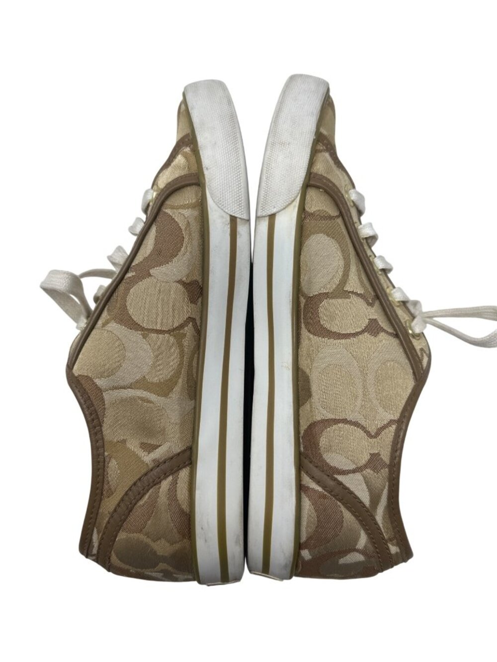 COACH Dee Signature Women's Shoes Sneakers GOLD Khaki / Brown Size 7.5 B - Picture 8 of 9